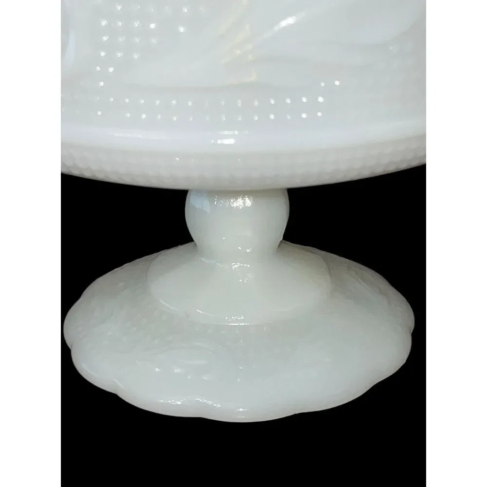 Vintage E.O. Brody Co. Milk‎ Glass Pedestal Bowl Made in USA 5.5